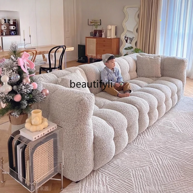 

Cream Style Sofa Living Room Silent Cloud Lambswool French Sofa