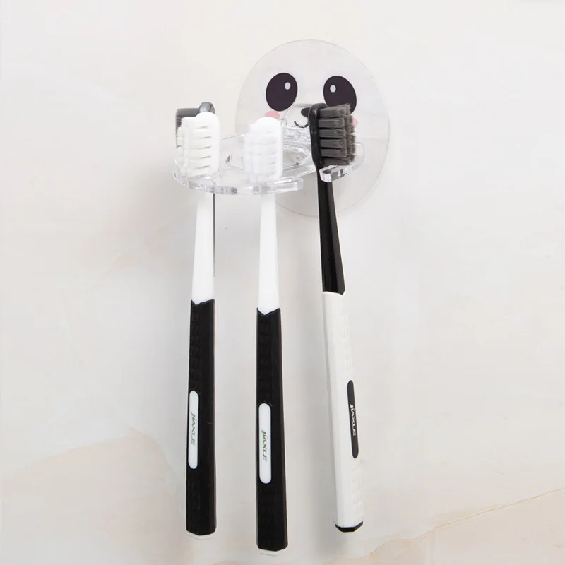 Plastic Toothbrush Holder Toothpaste Storage Rack Razor Toothbrush Dispenser Self-adhesive Wall Mount Bathroom Storage Rack