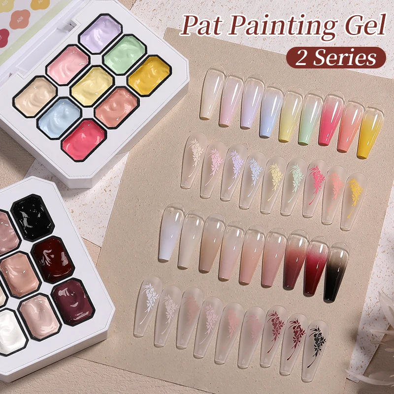 

BORN PRETTY 9 Colors Floating Light Pat Painting Gel Polish High Saturation Solid Color Gradient Shading Peach Nail Art Design