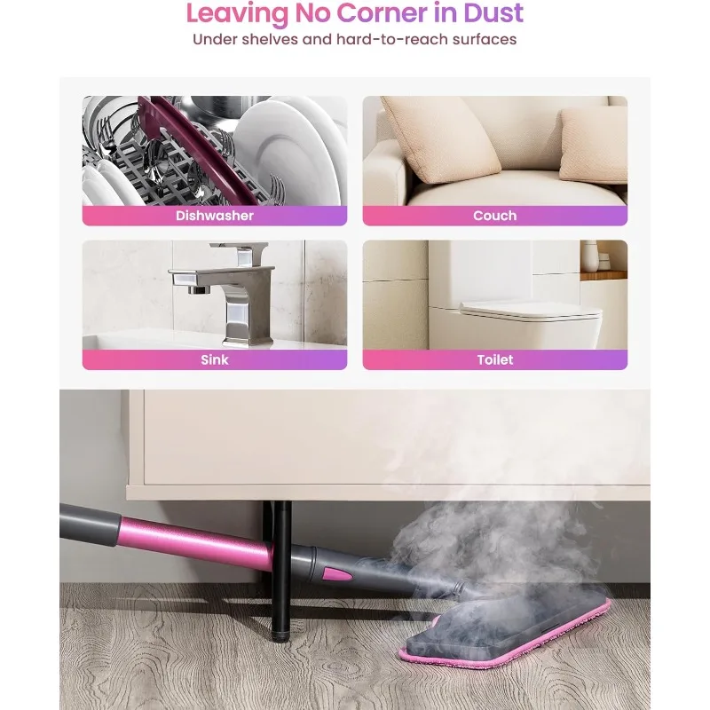 7-in-1 Steam Mop Dual-Rod Design with Detachable Handheld Steamer for Walls, Grouts, Hard Floors, Tiles, includes Multi