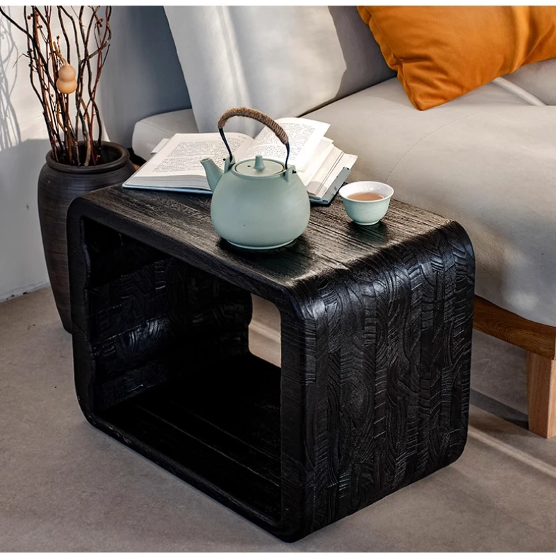 Japanese-style Shoe Bench Minimalist Side Table for Sofa Living Room Solid Wood Low Stool