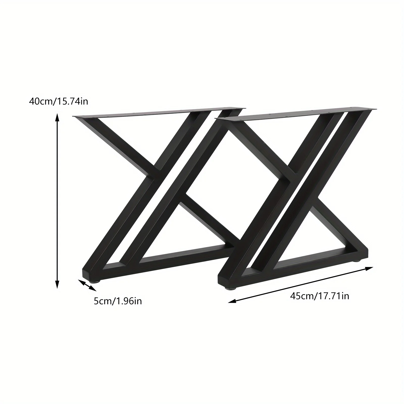 أرجل أثاث أنبوبية مربعة 16 بوصة 2 قطعة - أسود، عالي الجودة، مضاد للانزلاق، مناسب للتثبيت