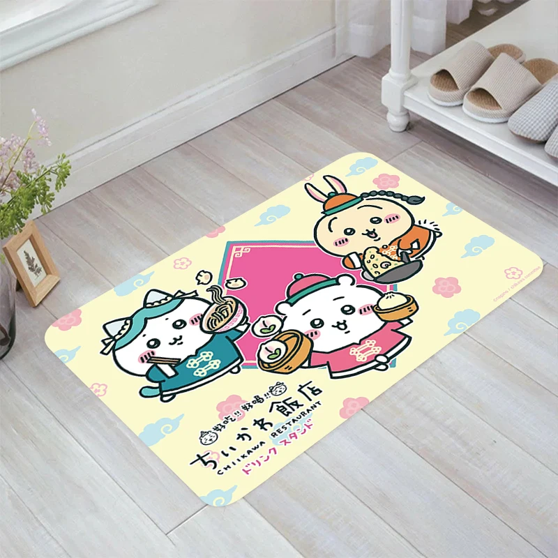 Cute Cartoon C-Chiikawa Floor Mat Balcony Kitchen Carpet Home Doormat Entrance Door Aesthetic Room Decoration Carpets Rugs Foot