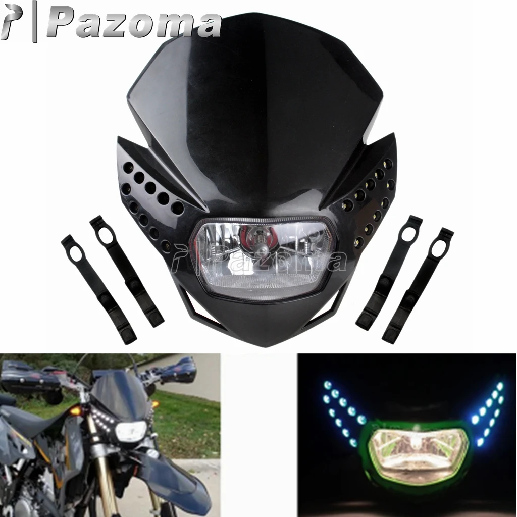 Motorcycle LED Headlight w/ Turn Signal Light Dirt Bike Universal Head Light For Suzuki DR DRZ RM 650 200 250 125 400 80 65 85