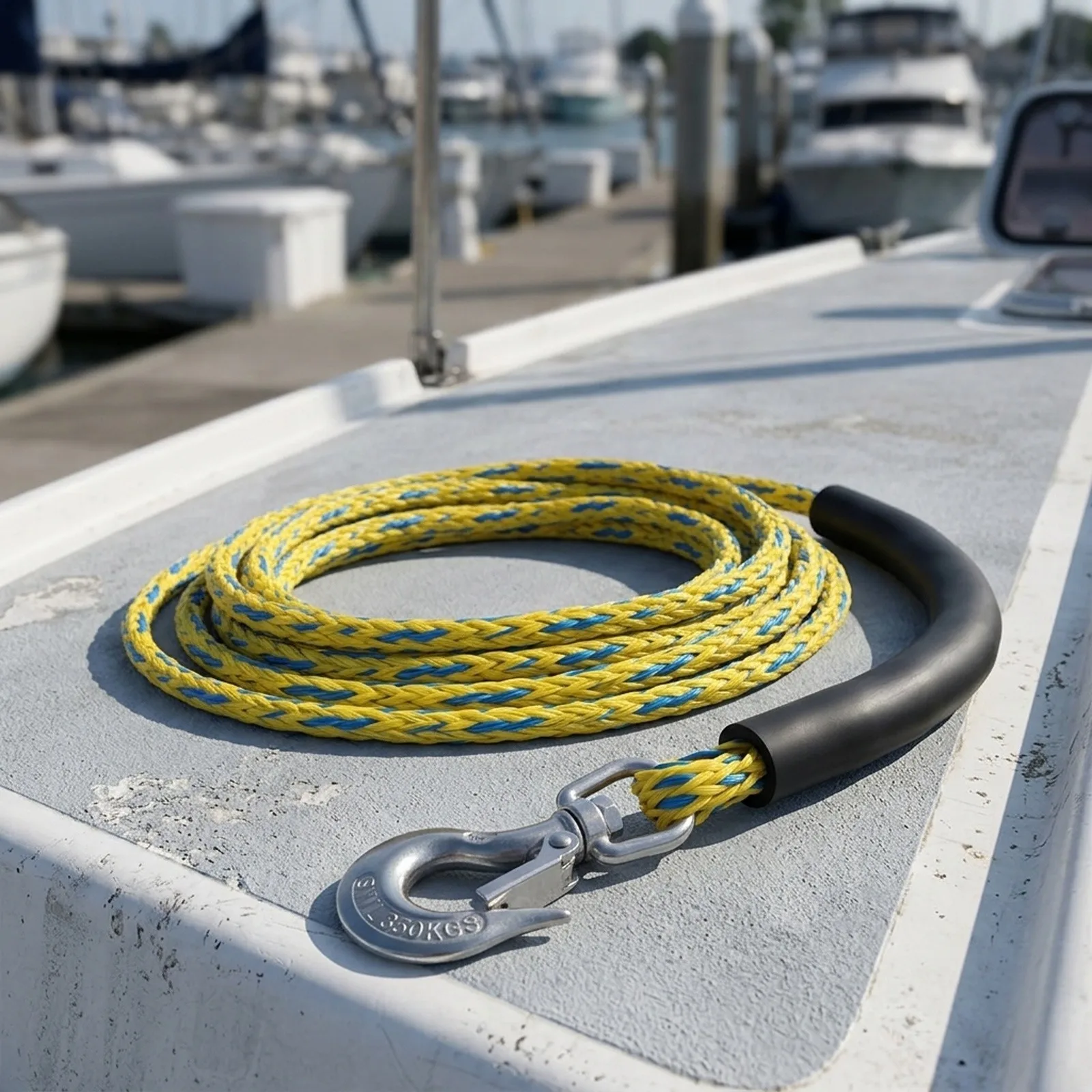 for canoe High Visibility Line Length 46cm,2.4m Boat Tow Rope High Visibility Braid Rust Proof 304 Buckle PE Material