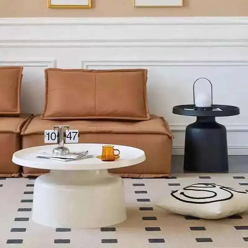 Minimalist Nordic Light Luxury Modern Black Metal Round Coffee   for Living Room Home Furniture