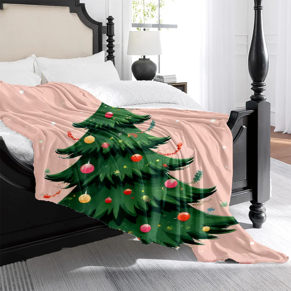 1pc Christmas Tree Pattern Blanket, Soft and Warm Fleece Material, Anti-Pilling & Thread, Suitable for Living Room Decor, Holida