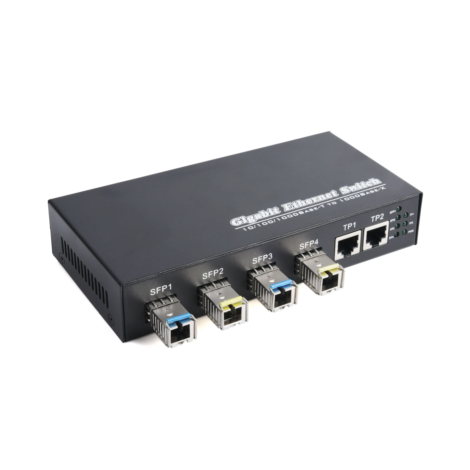 1 قطعة جيجابت SFP محول الوسائط 4 SFP إلى 2 RJ45 جهاز الإرسال والاستقبال 10/100/1000 متر الألياف البصرية التبديل مع 3 كجم LC/SC SFP وحدة #5