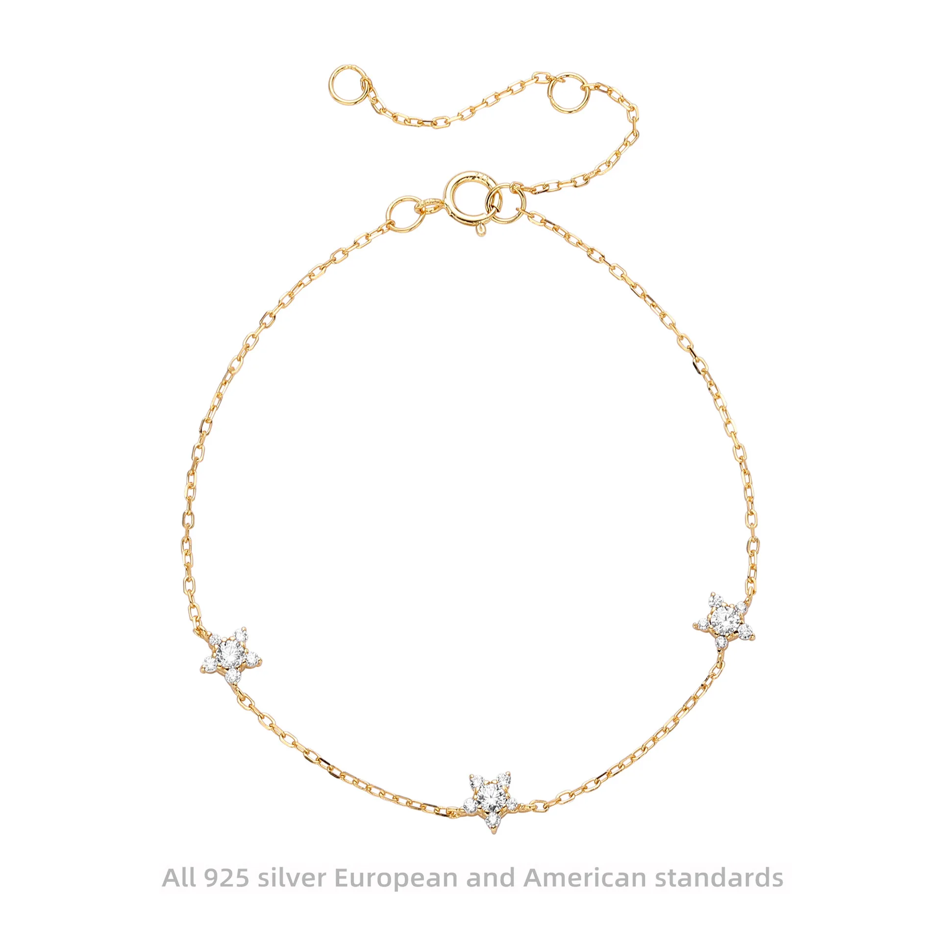 Withered S925 Sterling Silver Bracelet Simple And Fashionable Set With Zirconium Pentagram Bracelet And Bracelet Accessories