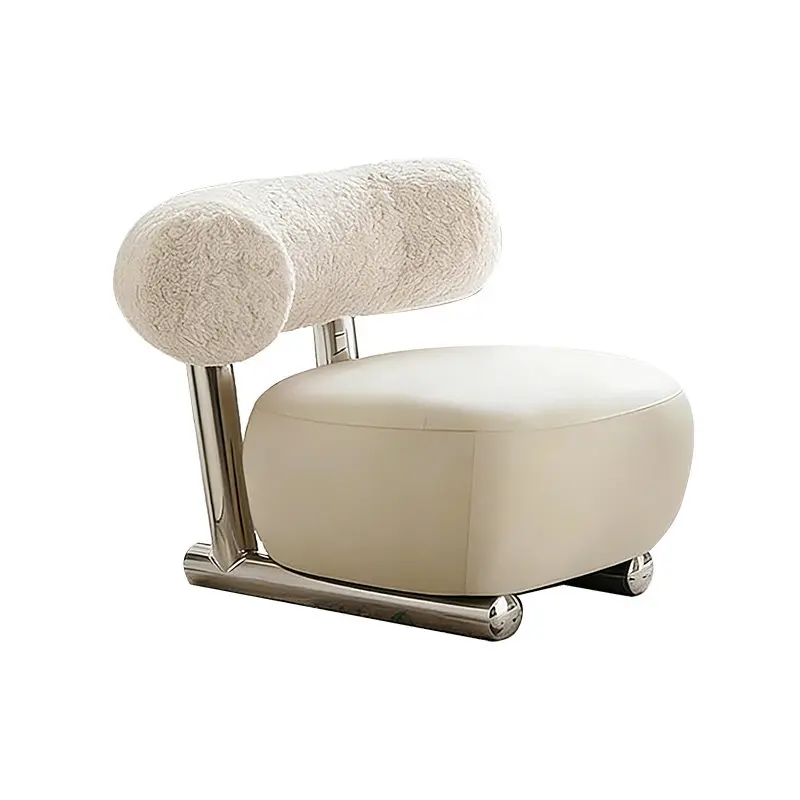 &Sled Chair Designer Nordic Modern Sherpa Velvet Eco-Friendly Durable Stainless Steel Leg Sofa Chair Balcony Casual Premium Sens