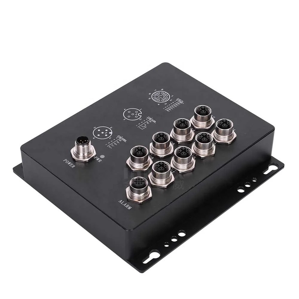 

Промышленный Ethernet-коммутатор InMax M12 2026 года, 8-портовый, водонепроницаемый (IP65/IP67), PoE, X-code, гигабитный, для железнодорожной связи