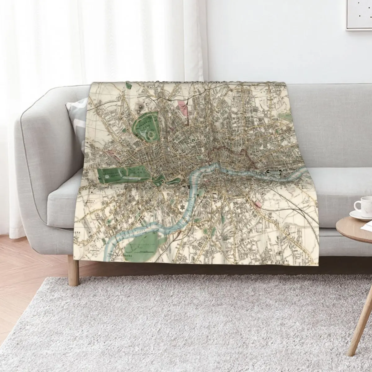 Whitbread's new plan of London, by J. Whitbread, 1853 Throw Blanket valentine gift ideas Flannel Quilt Blankets