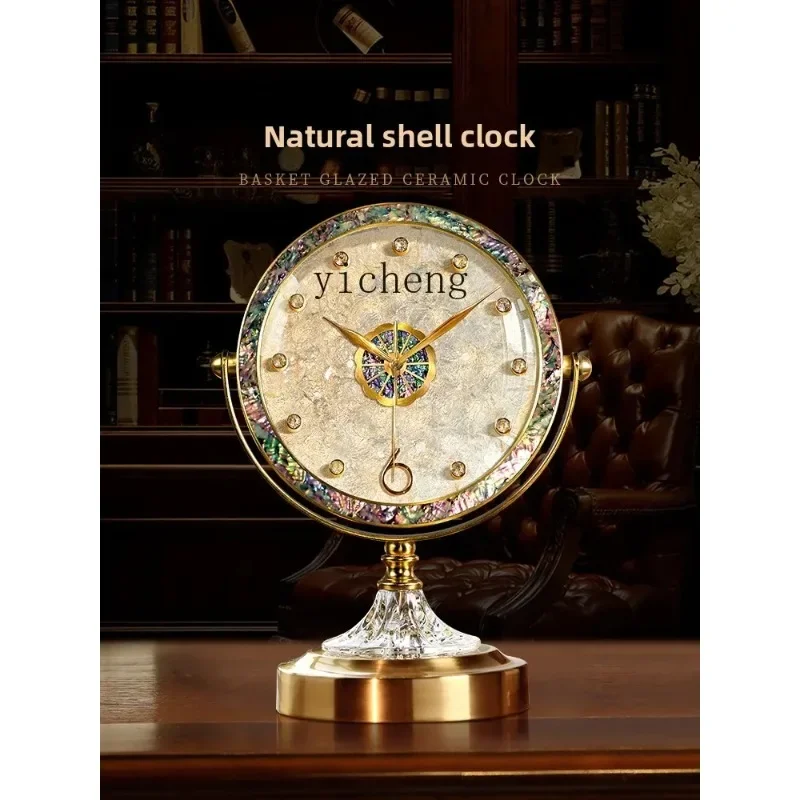 Light Luxury Silent Desk Clock Living Room Shell High-end Desktop Home Desktop Decoration Ornamentu14