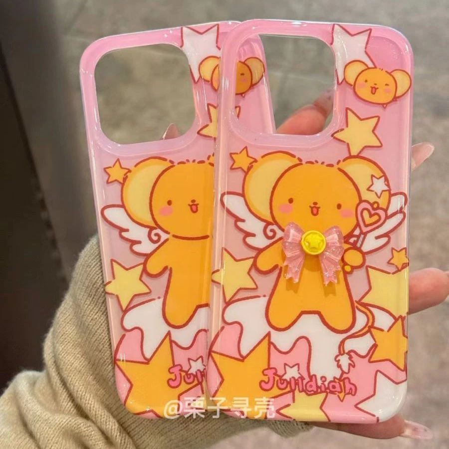 Cartoon Anime Card Captor Sakura Kero-Chan Pink Kawaii Comic Anime Phone Case Suit for Iphone16 15 14 13 Good Gifts for Girls