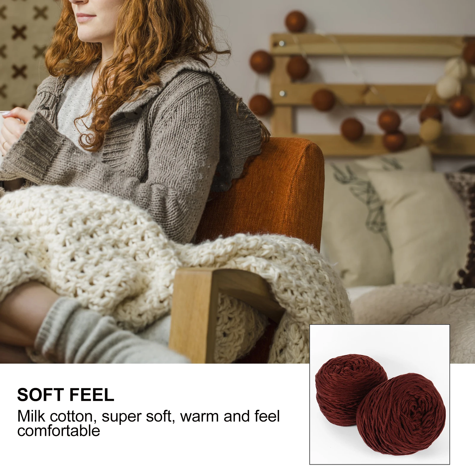 

2 Pcs Manual Cotton Scarf Line Thick Yarn for Knitting Skin Care Velvet 40% Hand