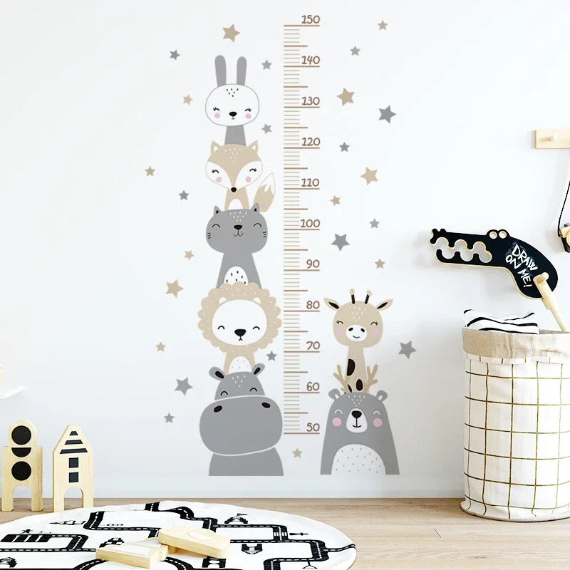 Cartoon Animal Height Ruler Wall Sticker Children's Height Measuring Ruler Baby Room Sticker PVC Home Decoration