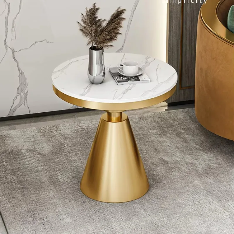 

High Quality Golden Stainless Steel Round Small Side Coffee Table for Cafe Living Room