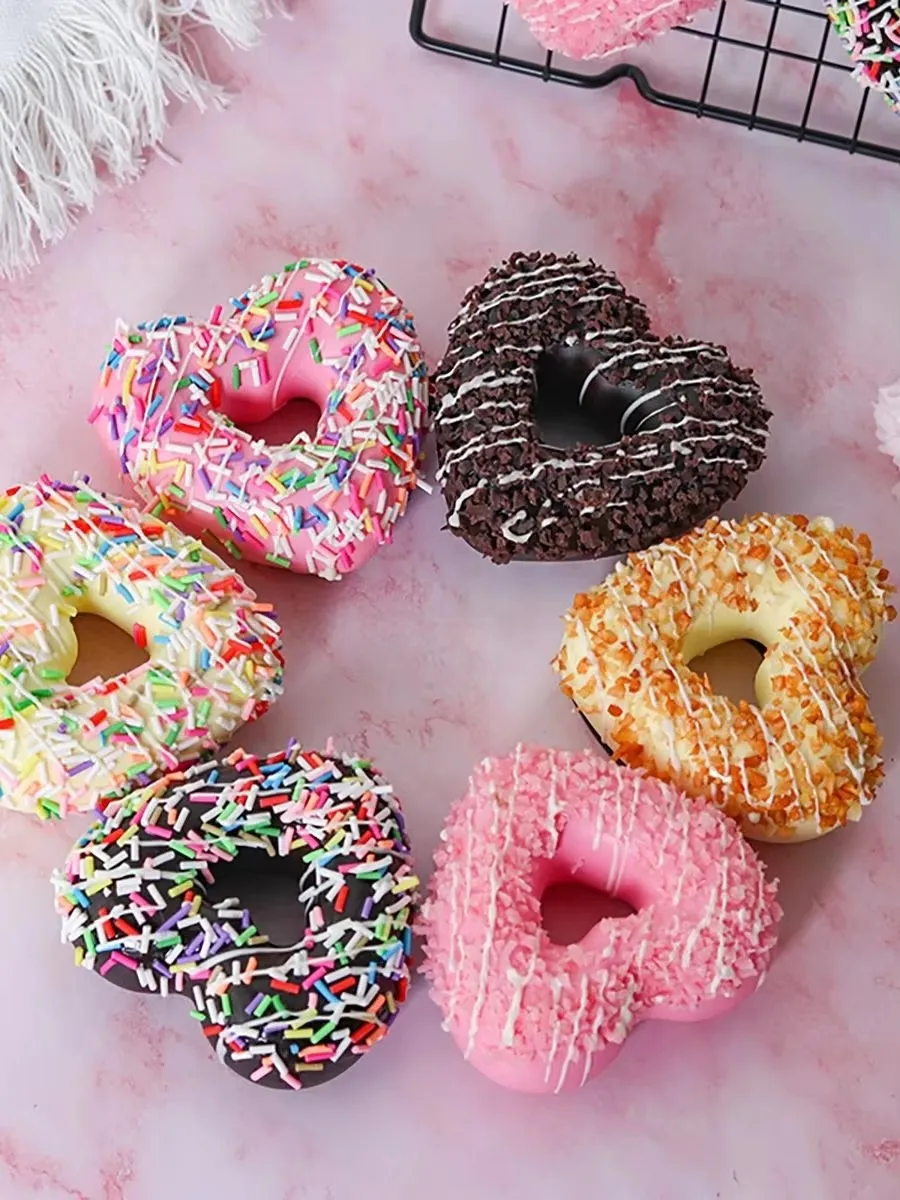 6 قطعة/المجموعة على شكل قلب الكعك الحلوى حفل زفاف الديكور كعكة الديكور التصوير المهنية محاكاة كعكة نموذج #2