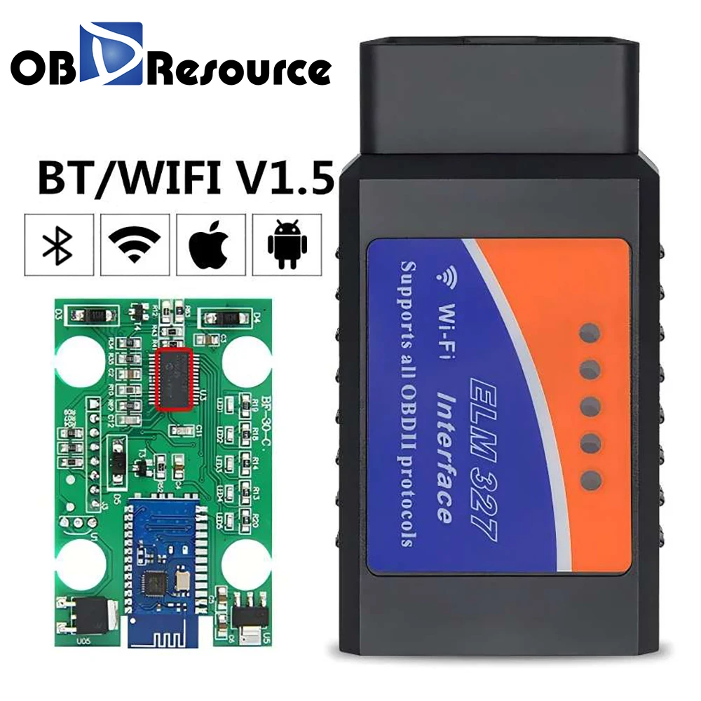 ELM327 Car Code Reader WiFi/Bluetooth ELM 327 V1.5/V2.1 OBD2 Scanner for iPhone Android PIC18F25K80 Car Engine Fault Diagnostic