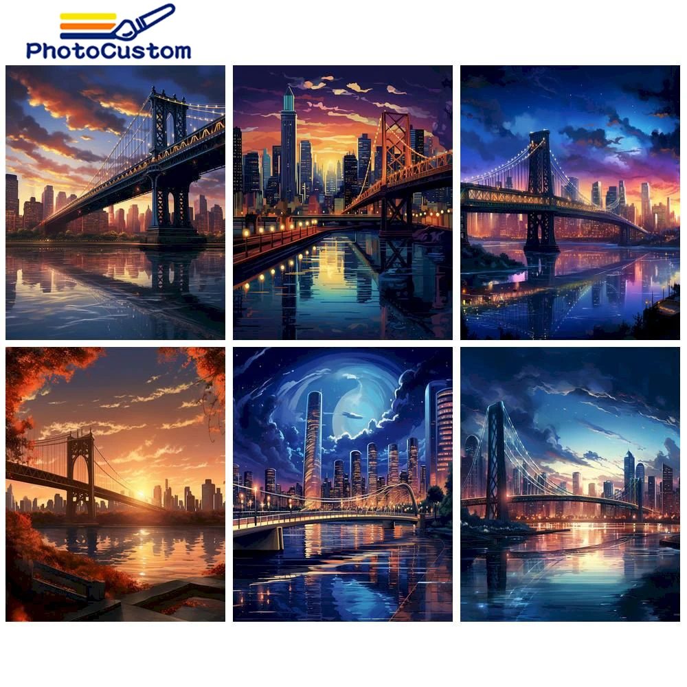 

PhotoCustom 60x75cm Painting By Number DIY Craft Kits Acrylic Paints For Adults Canvas Oil Picture Drawing Coloring By Number Wa