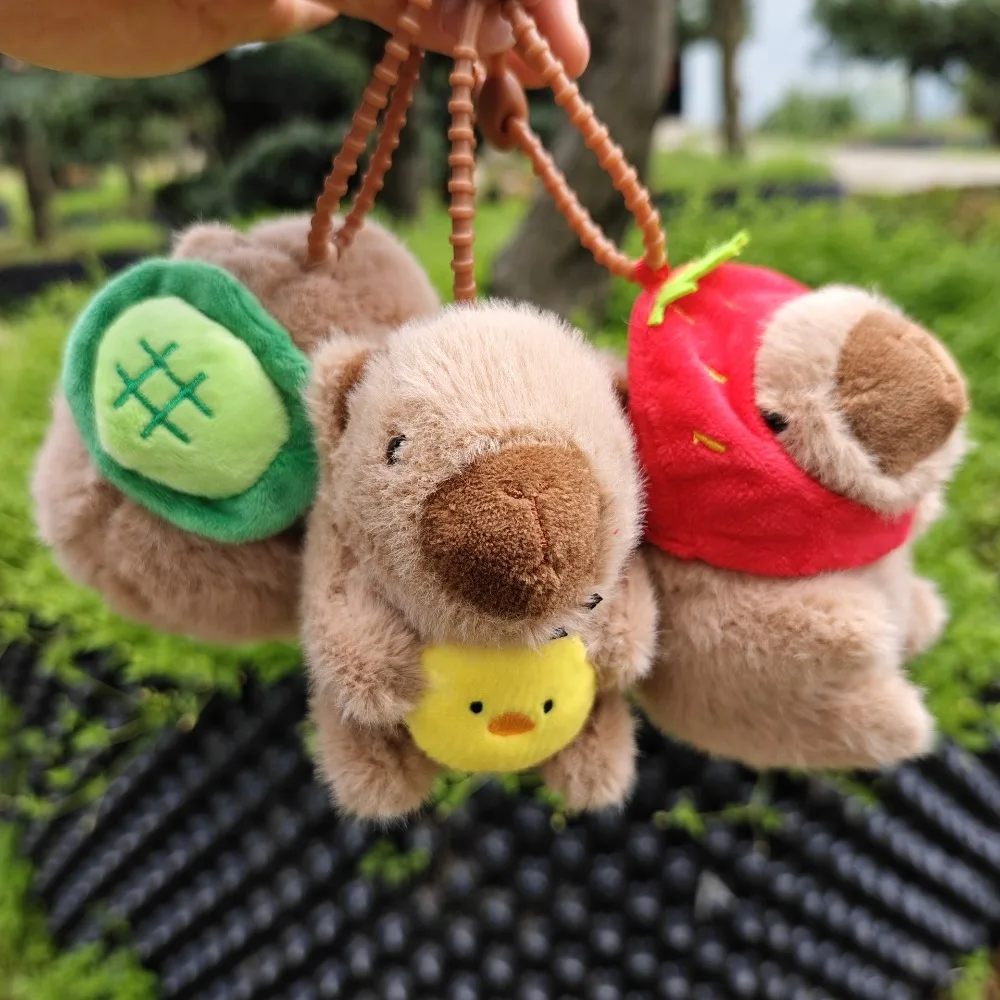 Kawaii ตุ๊กตาของเล่นตุ๊กตา Capybara พวงกุญแจพวงกุญแจ Creative Capybara จี้ตุ๊กตาน่ารักตลก Capybara ตุ๊กตา Plush กระเป๋าเป้สะพายหลัง Decor