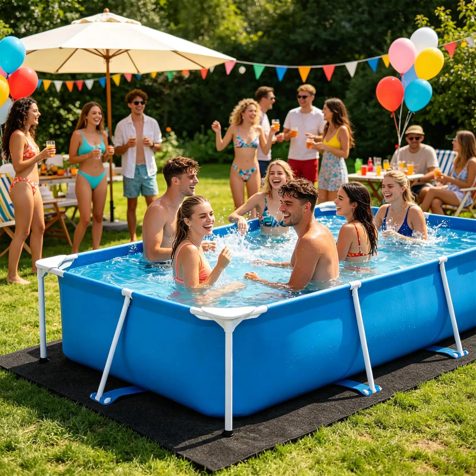 Heavy Duty Pool Liner Square Ground Mat Puncture Protection Under Pool Pad Thickened Inflatable Swimming Pool Floor Cover