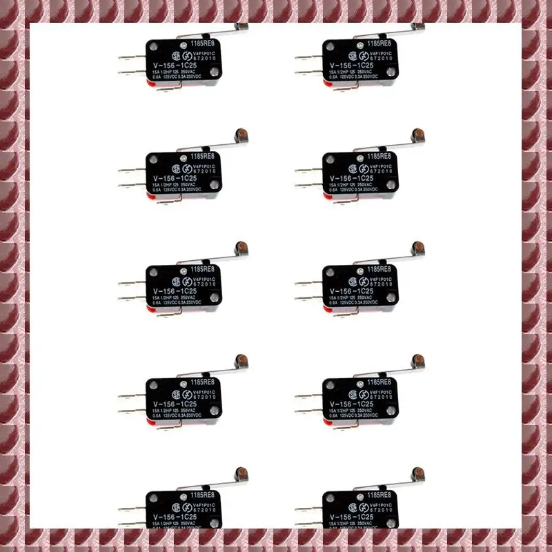 

A95G 10X Мини-концевой выключатель с длинным шарниром, роликовый рычаг SPDT мгновенного действия LOT - красный и черный