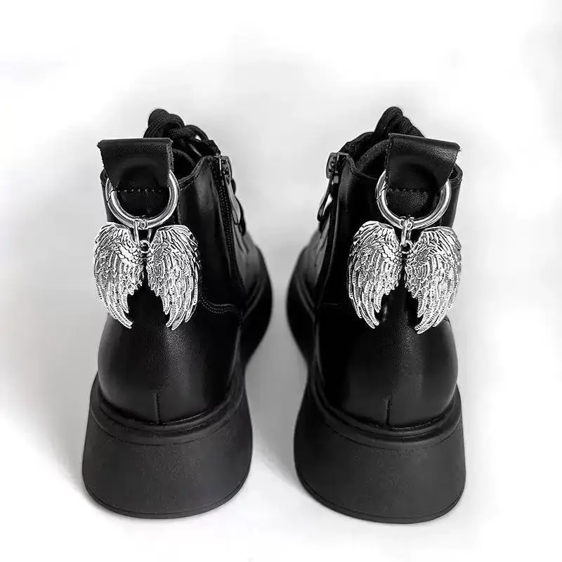 Punk Metal Angel Wing Boot Charms, Detachable Shoe Ornaments,Cool Gothic Vintage Alloy Shoe Accessories for Martin Boots Gife