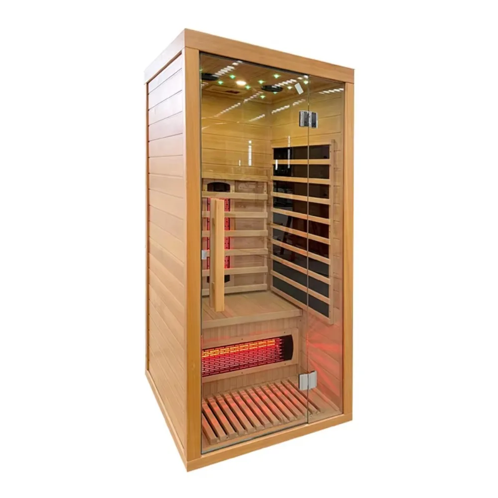 Home Indoor Far Infrared Sauna Full Spectrum Dry Sauna Room with Hemlock Red Cedar Modern Design for Apartment Use 220V 1 Person