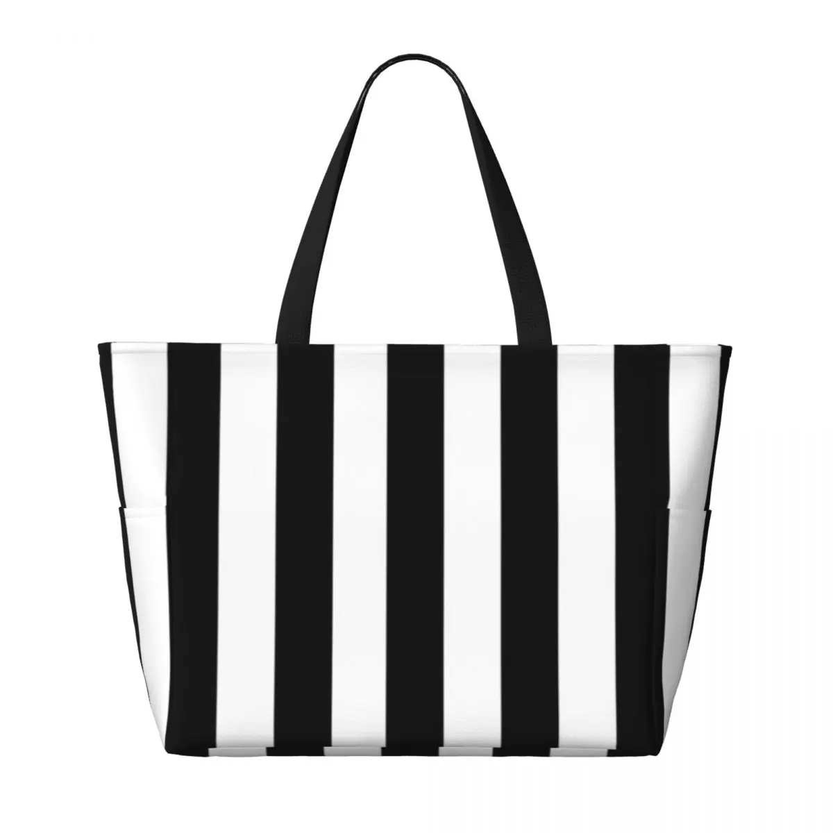 Пляжная большая сумка в черно-белую полоску, спортивная спортивная сумка для занятий йогой, большая большая сумка, женская дорожная сумка, сумка для фитнеса