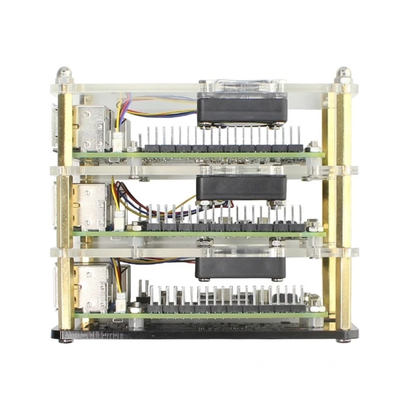 팬과 방열판이 있는 아크릴 하우징 RPI 5 보드용 최적의 냉각 케이스