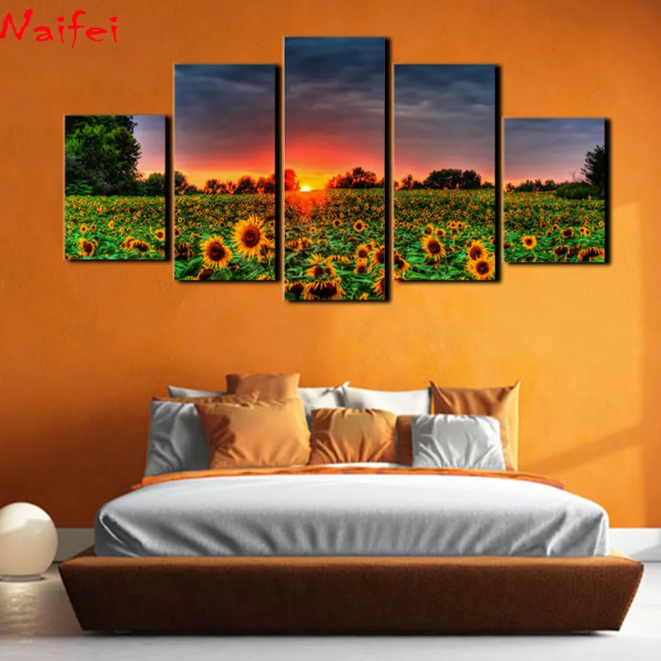 

DIY Diamond embroidery Sunflower Sunset Landscape Cross Stitch Full Square/Round diamond painting Multiple pieces rhinestones