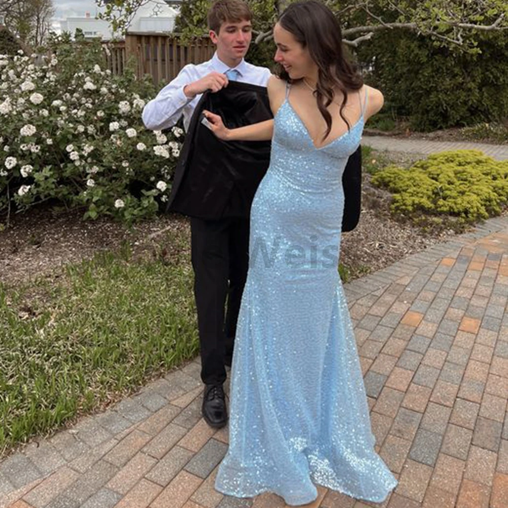 الخامس الرقبة الترتر حورية البحر فستان الحفلة الراقصة الطابق طول ثوب السهرة تخصيص