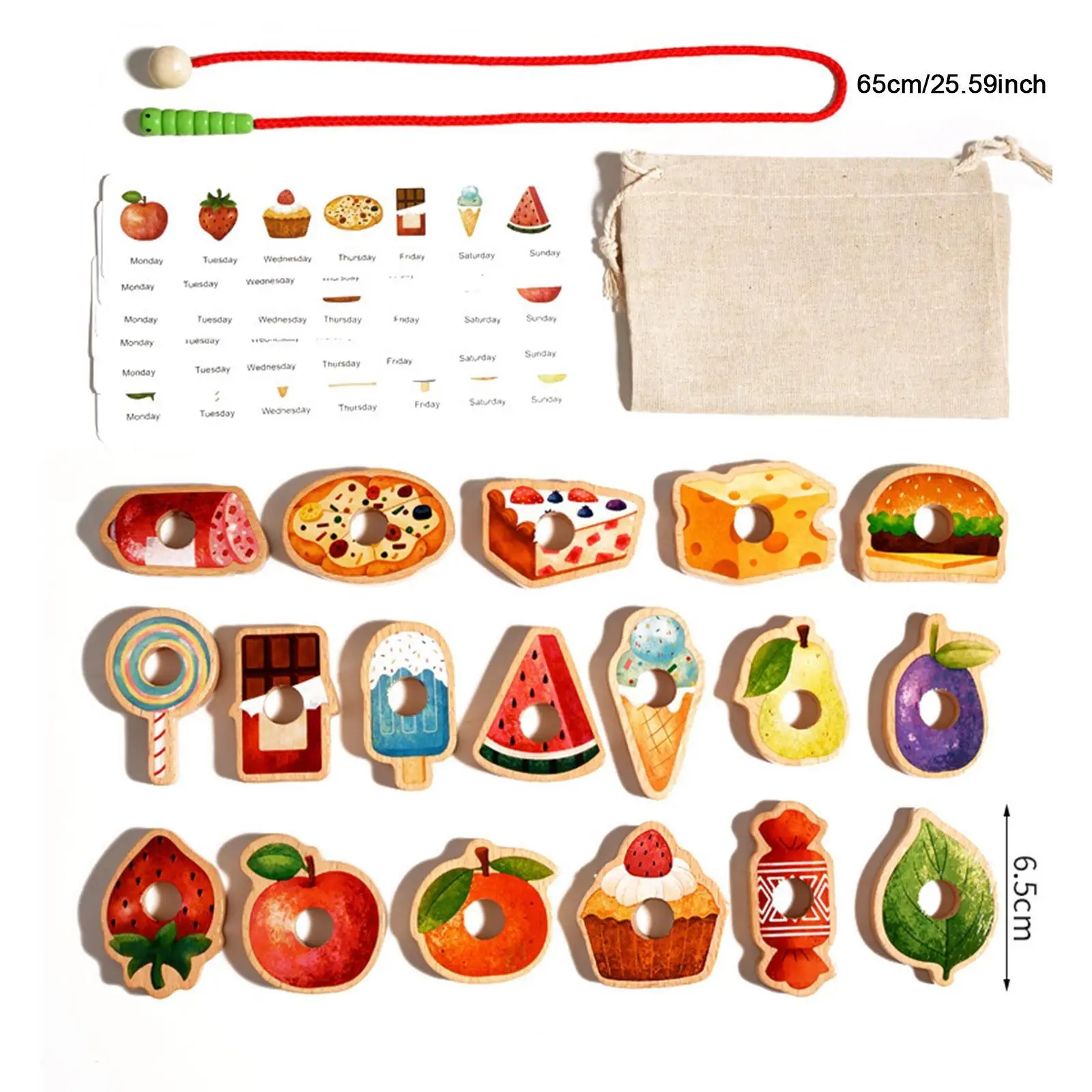 Perles de laçage, jouets de motricité, nourriture, fruits, Perception colorée, cadeau d'anniversaire, jouets éducatifs, perles d'enroulement pour bébé