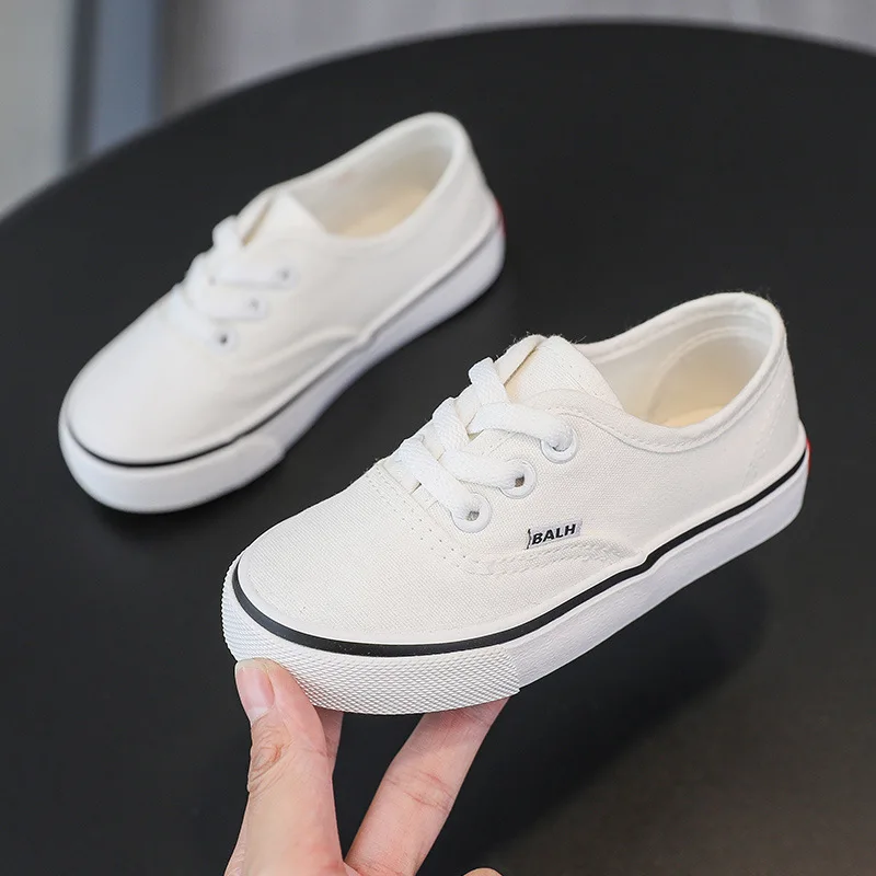 Children\'s Canvas Shoes Black and White Lattice Boys Cloth Shoes Girls Net Red Shoes Trend Board Shoes Kids Shoes Boys