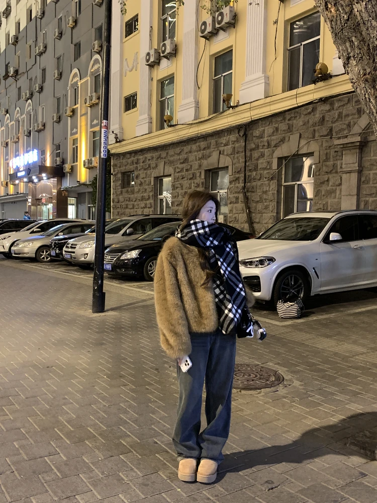 

Женское теплое пальто JAMUUS из полиэфирного волокна с V-образным вырезом, удлиненное, в стиле Lazy Chic, для осени и зимы