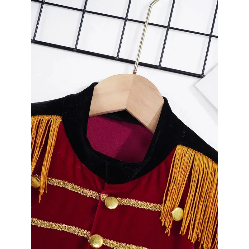 RT01 Kids Jongens Notenkrakers Kostuum Lange Mouw Kwasten Tops + Hoed Halloween Party Set Drum Trompet Team Honor Guard Performanc * JK2