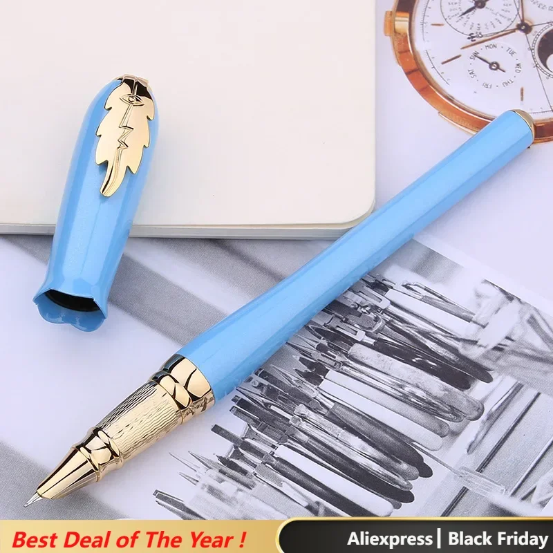 Picasso 986 Greek Irene  Fountain Pen Female Gift Sky Blue Bud Cap Leaf Clip Iridium 0.38 Financial Homework Exam Writing