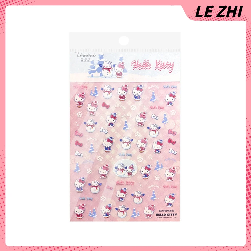 Sanrio Kerst Hellokitty Cinnamoroll Nieuwe Cartoon Nagelstickers Sneeuwpop Sneeuwvlok Diy Handgemaakte Stickers Nail Art Decoratie