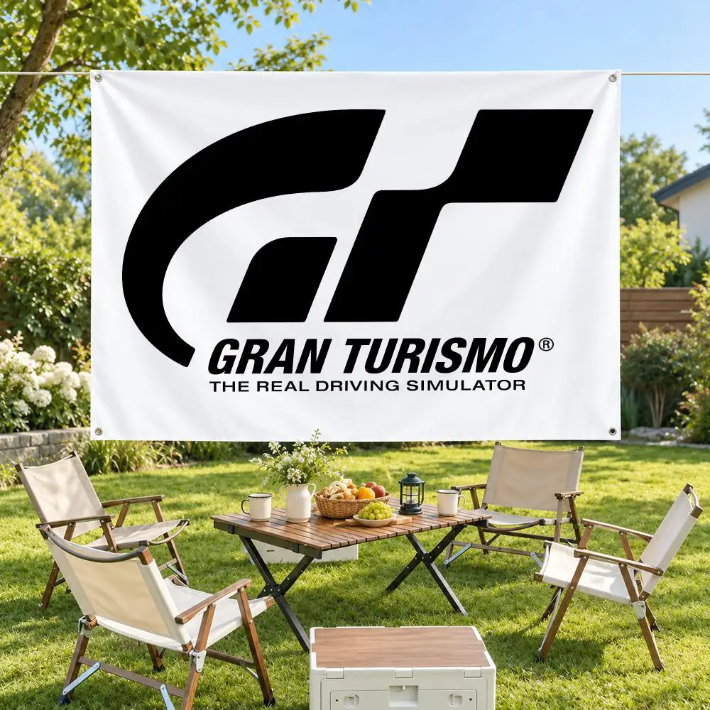 Game Gran Turismo Flags Modern Fabric Banner Pennants Bedroom Garden Party Birthday Wall Ornament Decor