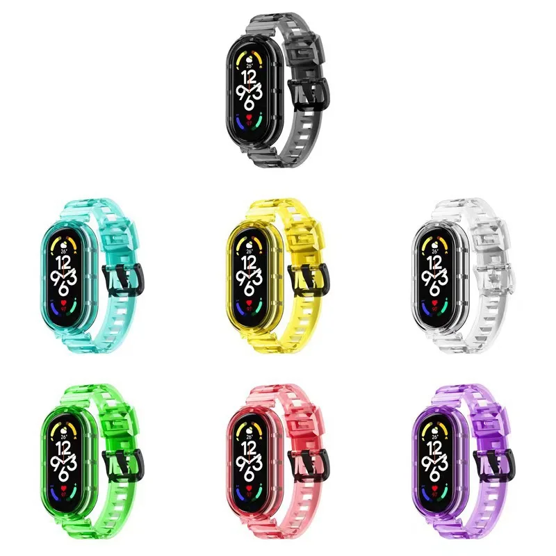 Bracelet transparent + coque pour Xiaomi Mi Band 10 9 8 NFC, bracelet de remplacement sport pour montre connectée Mi Band, accessoires Mi Band 10