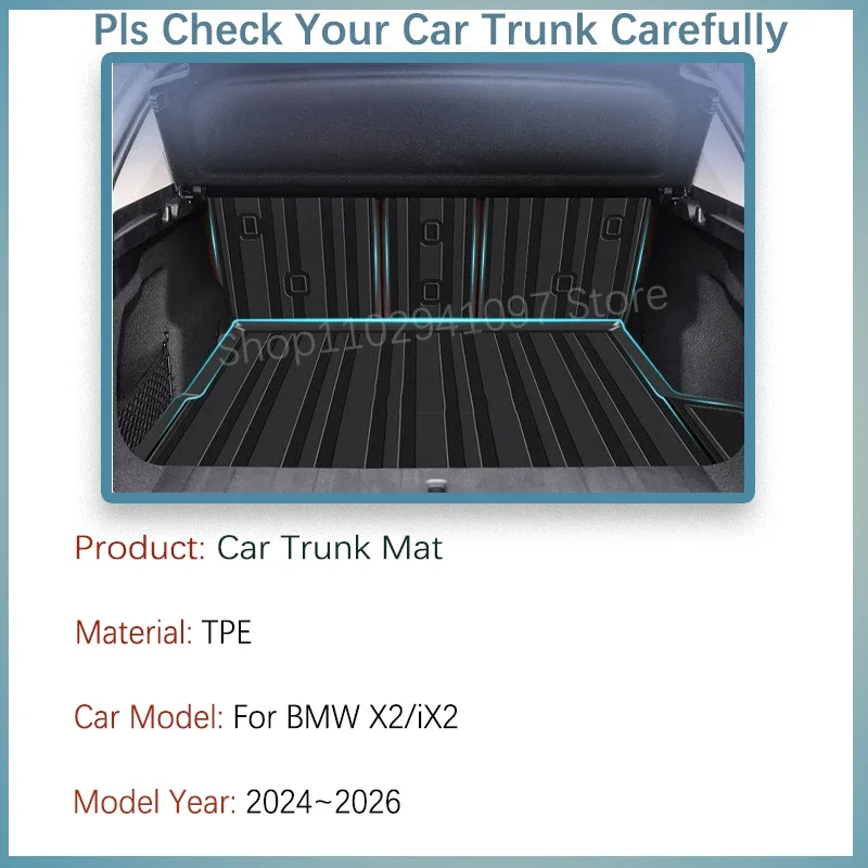 Car Rear Trunk Mat For BMW X2 iX2 sDrive20i U10 2024 2025 2026 5SEAT Waterproof Carpet Storage Pads Cargo Liner Auto Accessories