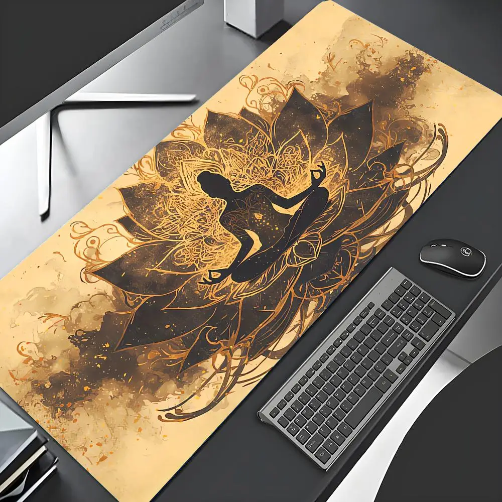 

Коврик для мыши с дизайном лотоса для медитации, большой, резиновый, противоскользящий, аксессуар для стола, коврик для мыши, для офиса, геймеров, для клавиатуры, декоративный коврик