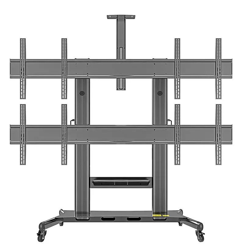 4-Screen Mobile TV Cart, Floor Stand Bracket with Wheels