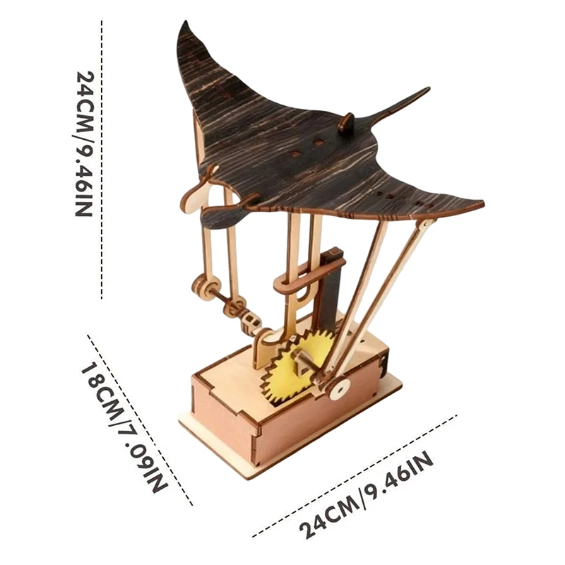 。New Wooden Electric Manta Ray Ornament Automaton With Lifelike Swimming Motion Ocean Decor For Desk Tabletop Home Gift