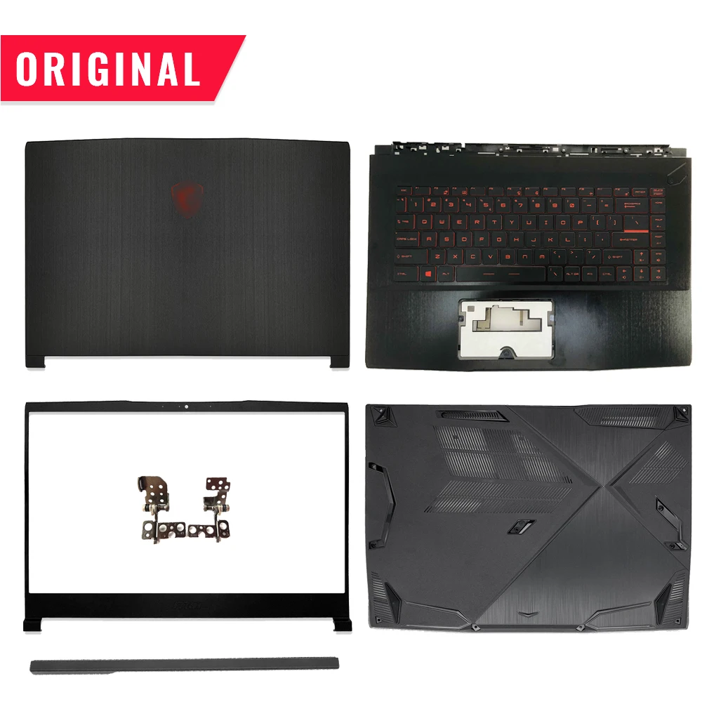 Imagem -01 - Original para Msi Gf63 8rc 8rd Gf63vr Ms16r1 Wf65 Lcd Volta Capa Frontal Moldura Dobradiças Teclado Apoio de Mãos Case Base Inferior Novo original para msi gf63 8rc 8rd gf63vr ms16r1 wf65 lcd volta capa frontal moldura dobradicas teclado apoio de maos case base inferior novo 01