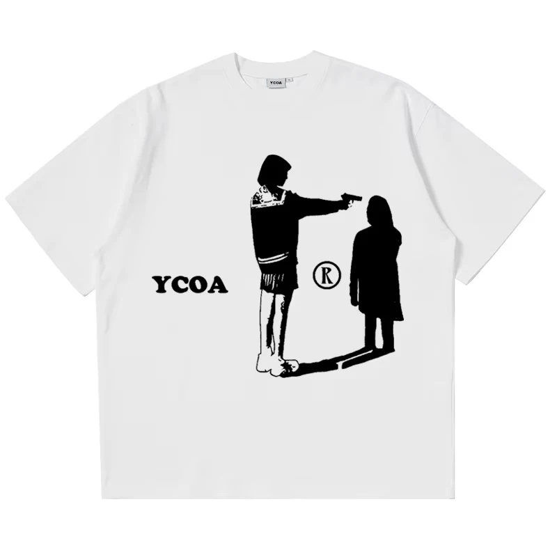 Camiseta de algodão manga curta oversized gráfico y2k streetwear harajuku topos moda coreana gótico grunge roupas estéticas