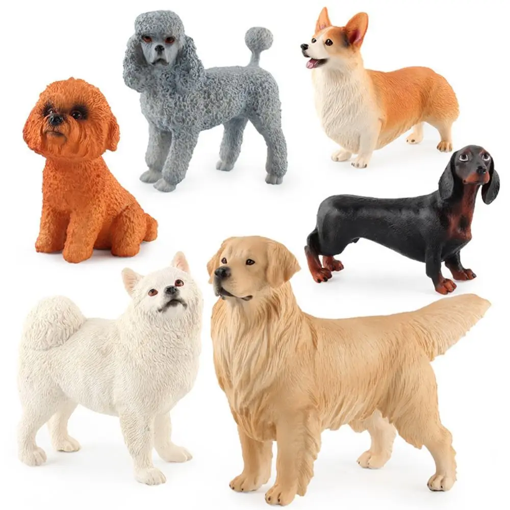 Puppy Pet Simulation Dog Figurine Solid Bulldog Miniature Animal Model Samoyed Corgi Home Decor