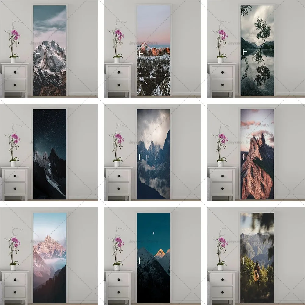 3D Natural Scenery Door Sticker PVC Waterproof Self-adhesive Wrap Whole Door Decoration Bedroom Apartment Elevator Door Sticker