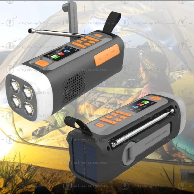 4500mAh DAB Solar Powered Radio, Hand Crank Generating Portable Bluetooth Radio with LED Flashlight for Outdoor